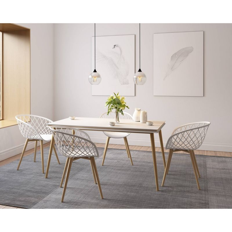 Set of 2 Kurv Chair White - Jamesdar: Mid-Century Modern Armchairs, Steel Legs, Non-Upholstered
