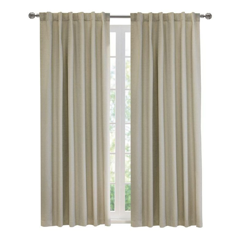 Thermaplus Baxter Total Blackout Back Tab Curtain - 52"x95", Oatmeal