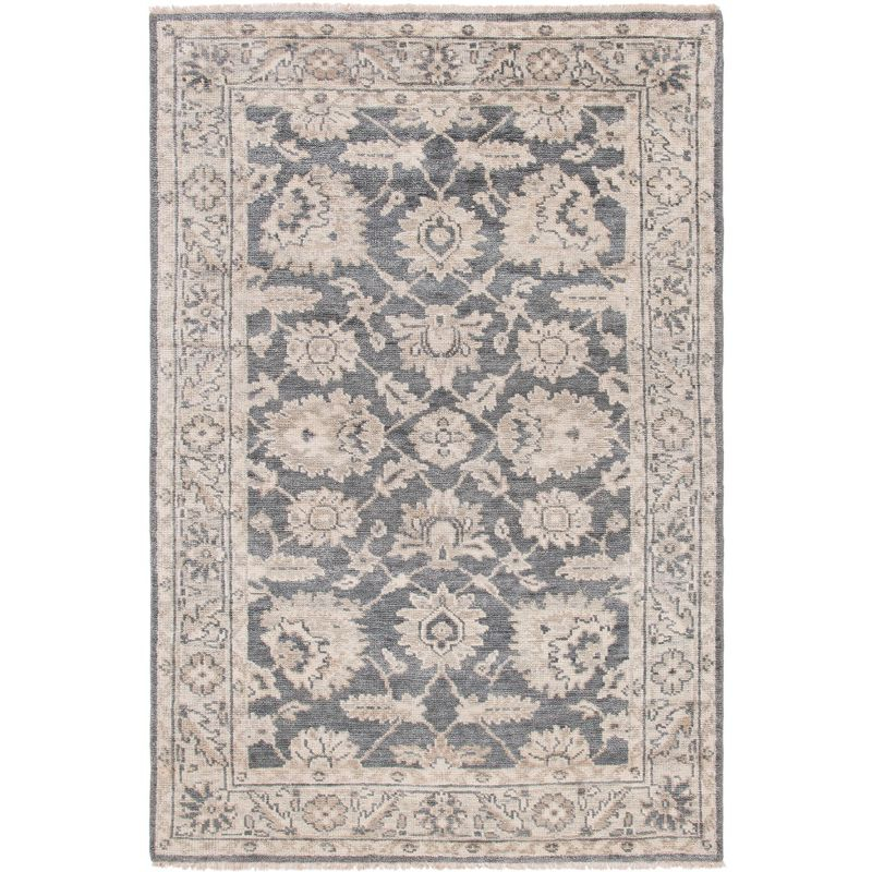 Samarkand SRK116 Hand Knotted Area Rug - Dark Grey/Beige - 6'x9' - Safavieh.