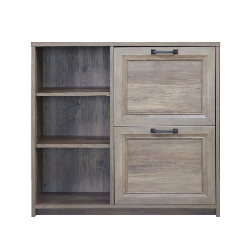 Saint Birch Alaska 2-Drawer File Cabinet with 3 Shelves, Rustic Oak