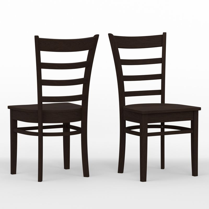Glenwillow Home Slat Back Solid Wood Dining Chairs in Dark Walnut (Set of 2)