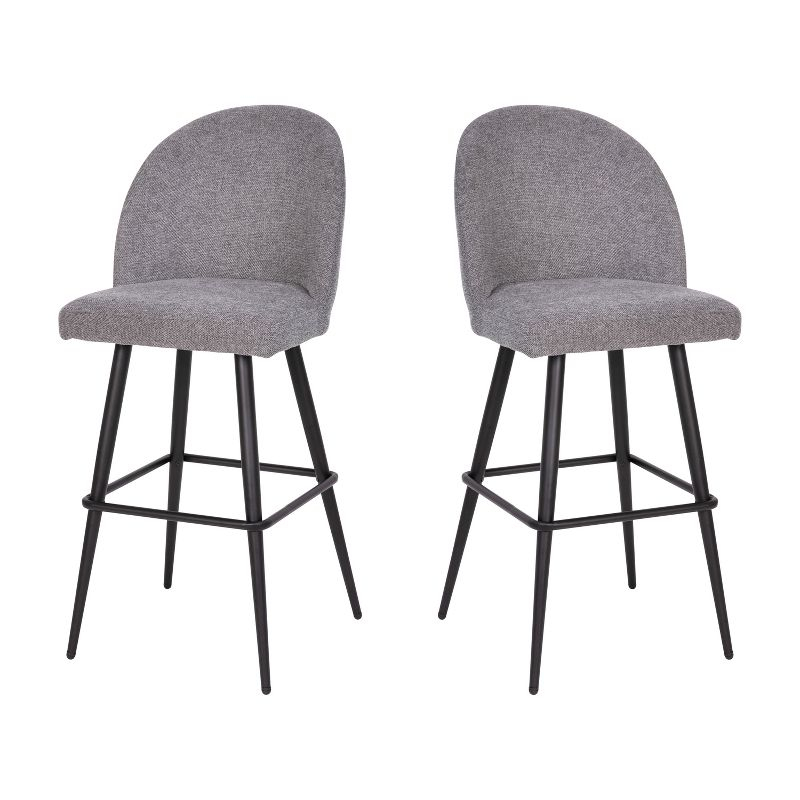 Flash Furniture Lyla Commercial Grade Modern Armless Barstools with Contoured Backrest, Steel Frame and Integrated Footrest - Set of 2