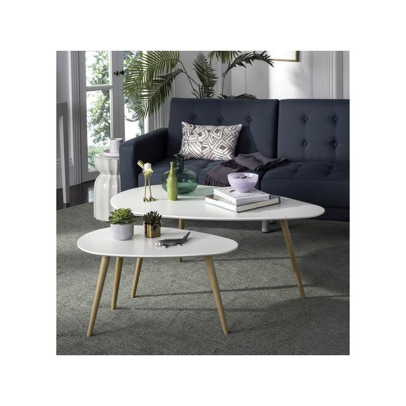 Saffron Split Coffee Table - White/Oak - Safavieh