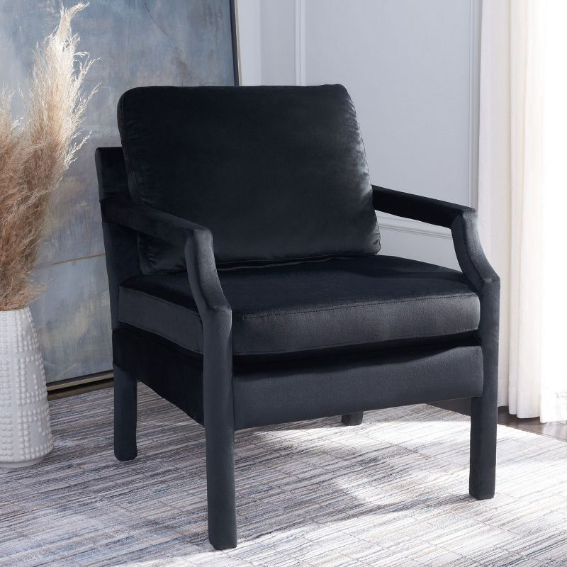 Genoa Upholstered Arm Chair - Black Velvet - Safavieh.