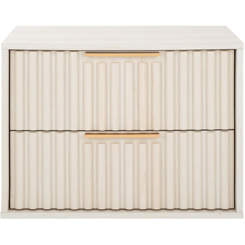 Lylia 2 Drawer Floating Nightstand - NST9615 - Bleached White/Gold - Safavieh