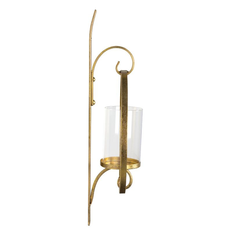 Kate and Laurel Doria Round Metal Wall Sconce, 12x22, Gold