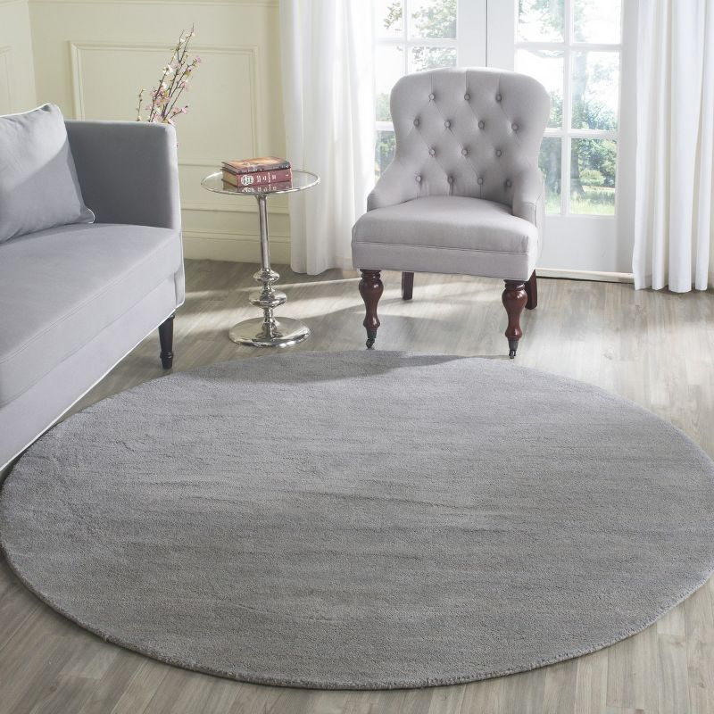 Himalaya HIM610 Handmade Area Rug - 6' Round - Grey - Safavieh