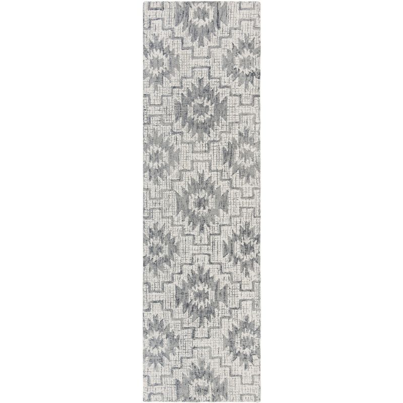 Abstract ABT202 Handmade Indoor Runner - Ivory/Dark Grey - 2'-3"x8' - Safavieh