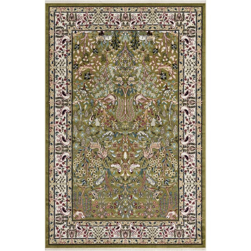 Unique Loom Narenj Collection Area Rug - Bristol (6' 1" x 9' Rectangle Green/Ivory)