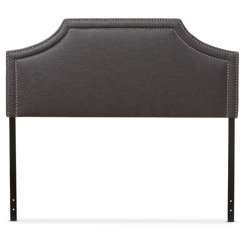 Queen Avignon Modern Fabric Upholstered Headboard Dark Gray - Baxton Studio: Chic Metallic Trim, Rubberwood Frame, Adjustable Height