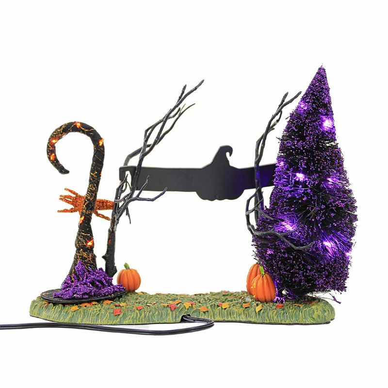 Department 56 Villages 7.75 In Lit Trick Or Treat Lane Entrance Spider Sisal Tree Sign Village Accessories