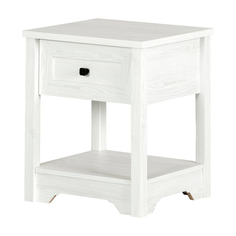 Farnel End Table White Pine - South Shore: Elegant Accent Furniture with Storage Drawer & Shelf