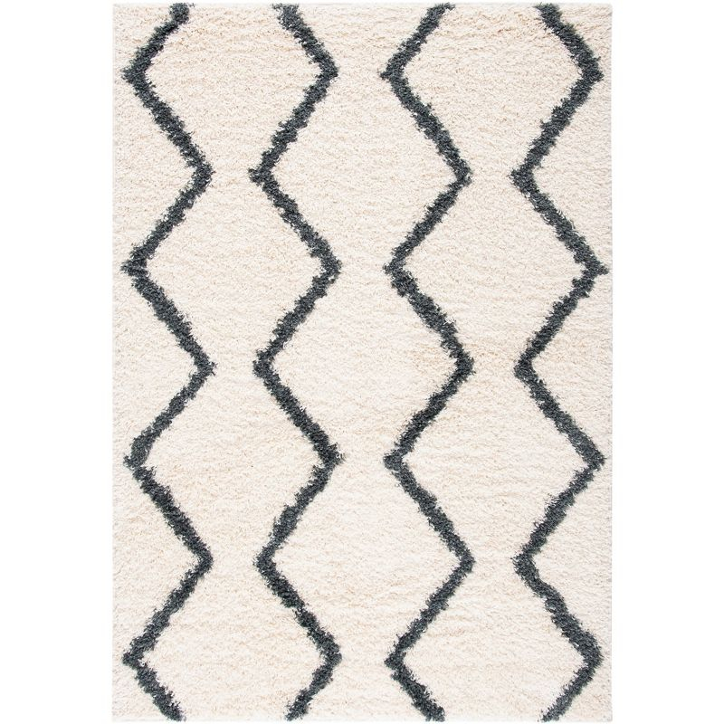 Venus Shag VNS680 Power Loomed Area Rug - Ivory/Dark Grey - 5'3"x7'6" - Safavieh.