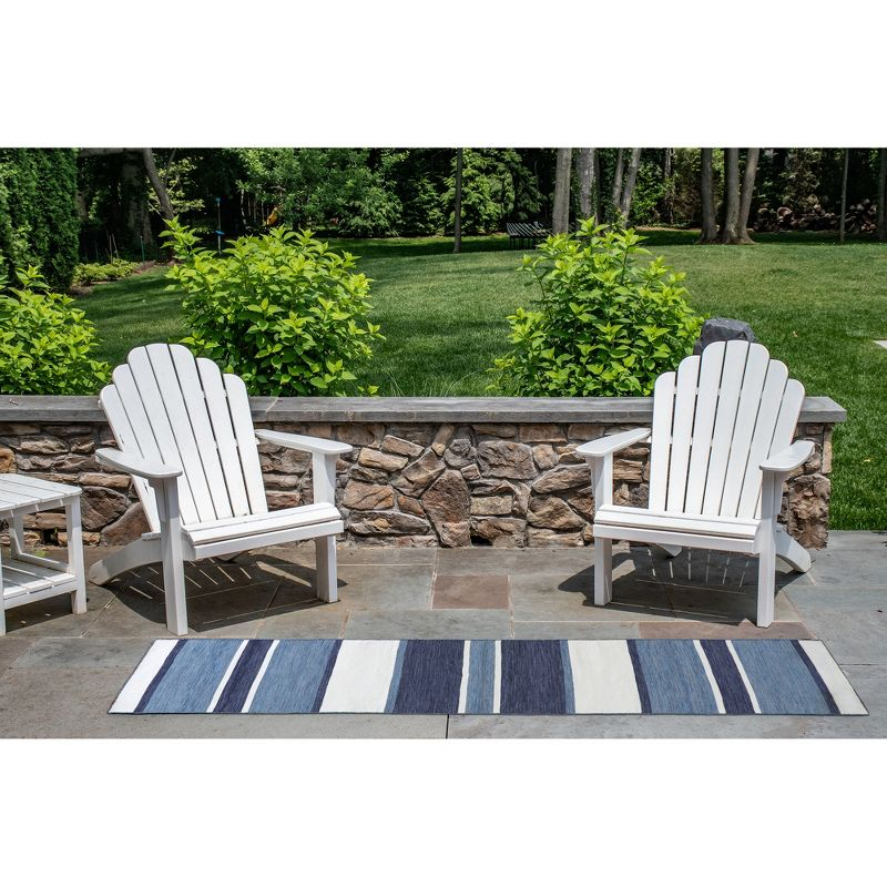 Liora Manne Sorrento Boat Stripe Indoor/Outdoor Rug Navy 2' x 8'