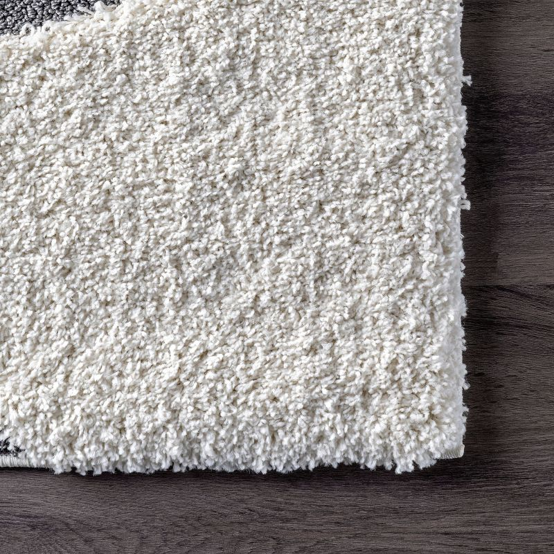 Nuloom Carolyn Abstract 7x9 Shag Indoor Area Rug for Living Room Bedroom Dining Room Nursery, Beige/Grey