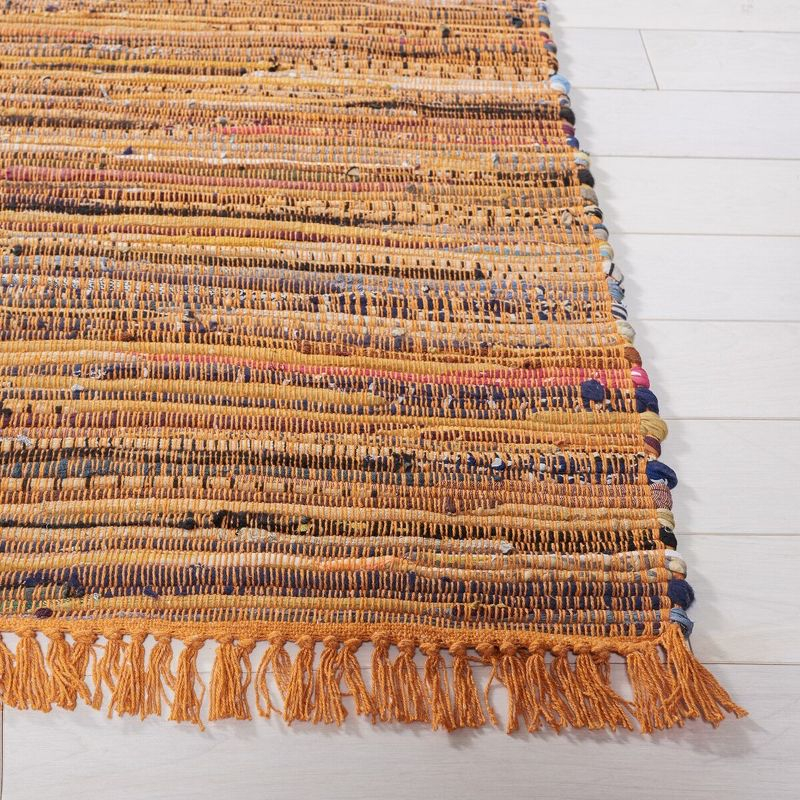 Rag Rug RAR127 Hand Woven Indoor Runner Rug - 2'3"x10' - Gold/Multi - Safavieh