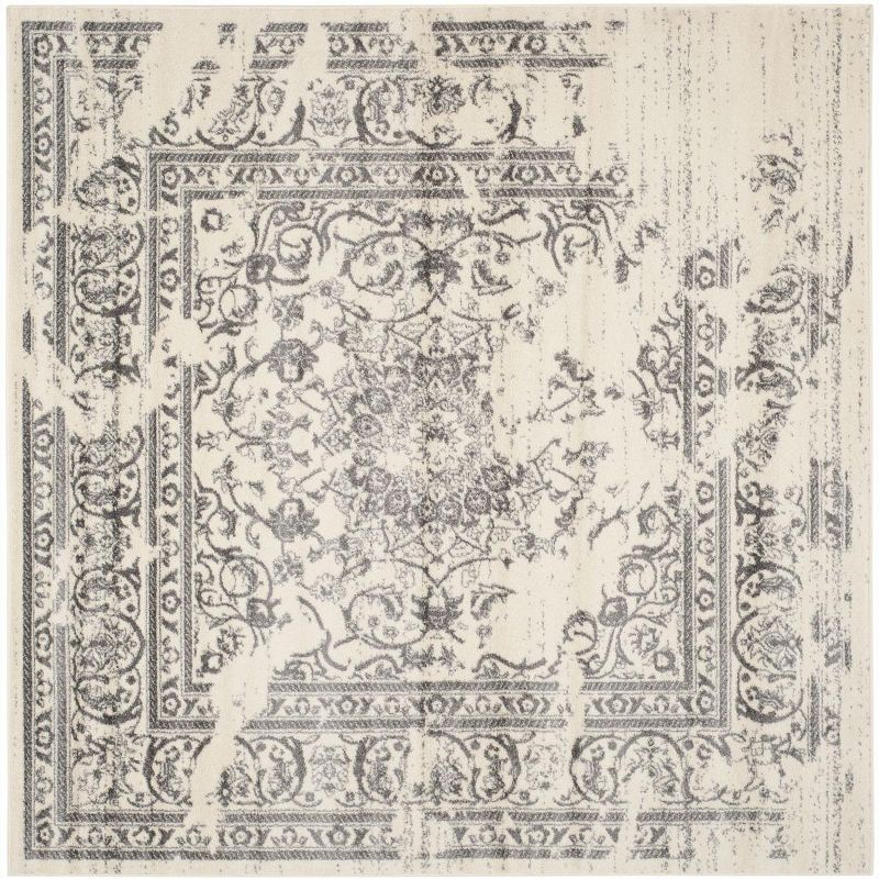 Adirondack ADR101 Power Loomed Area Rug - Ivory/Silver - 8'x8' - Safavieh.