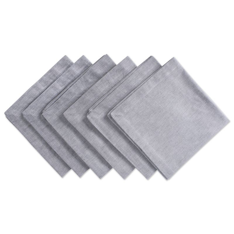Design Imports  Chambray Napkin Set 6 Piece, Gray, 20X20"