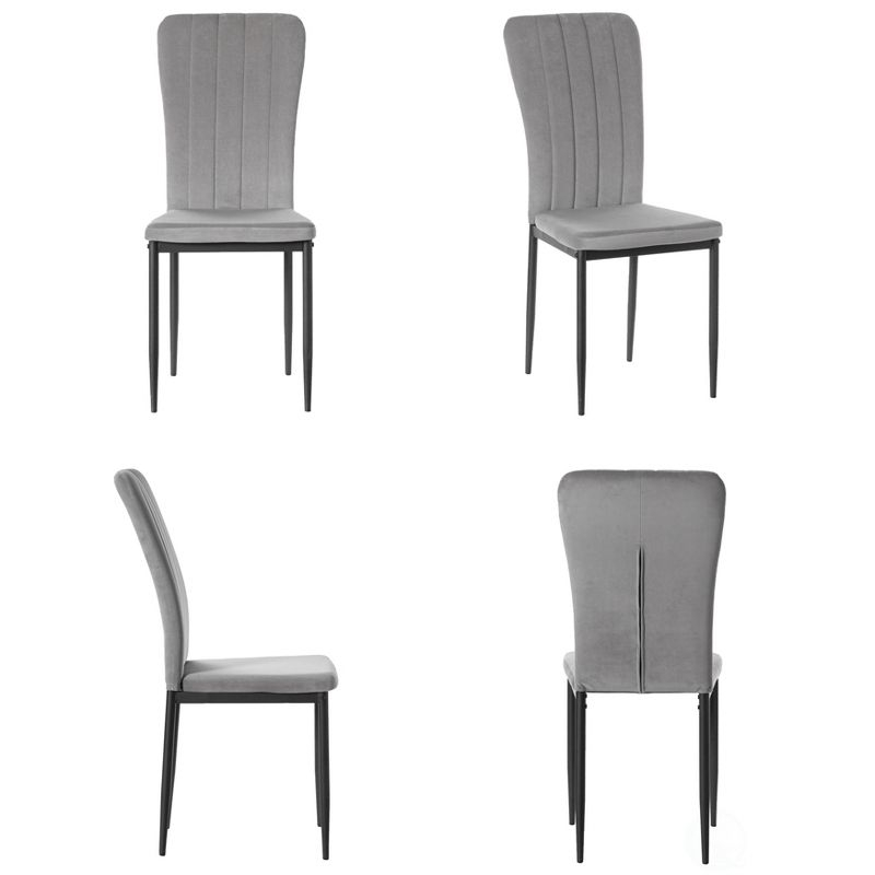 Fabulaxe Gray Modern And Contemporary Tufted Velvet Upholstered Accent Dining Chair