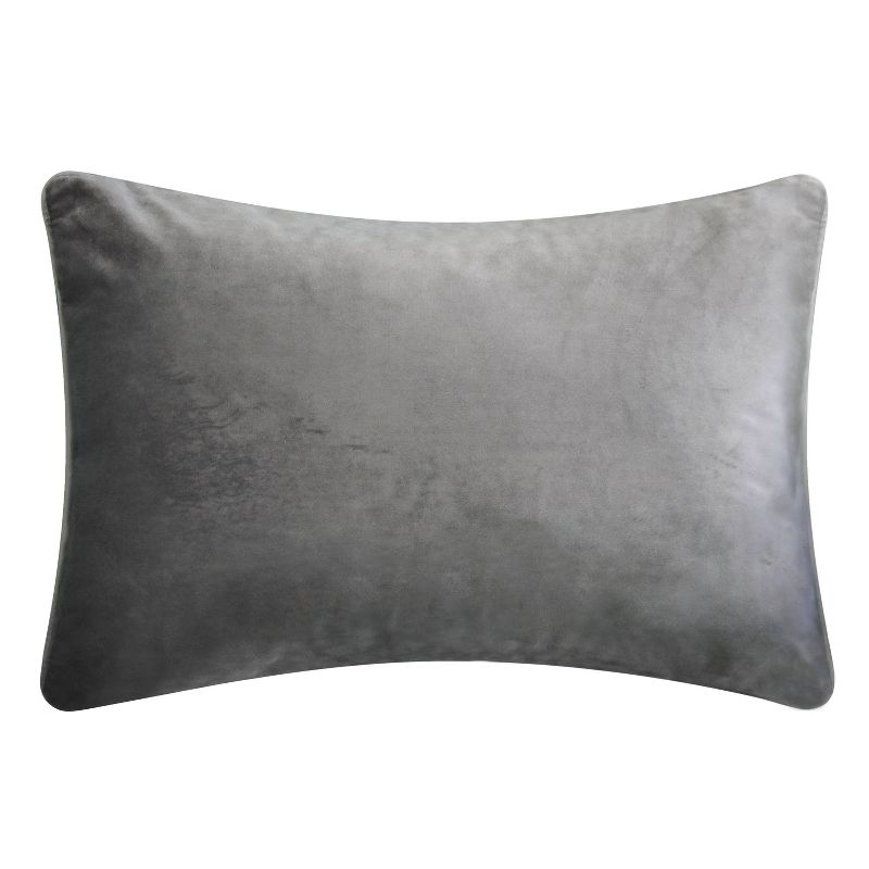 12"x18" Poly-Filled Beaded 'Love' Luxe Velvet Lumbar Throw Pillow Black - Edie@Home: Glamorous Rectangular Decorative Cushion