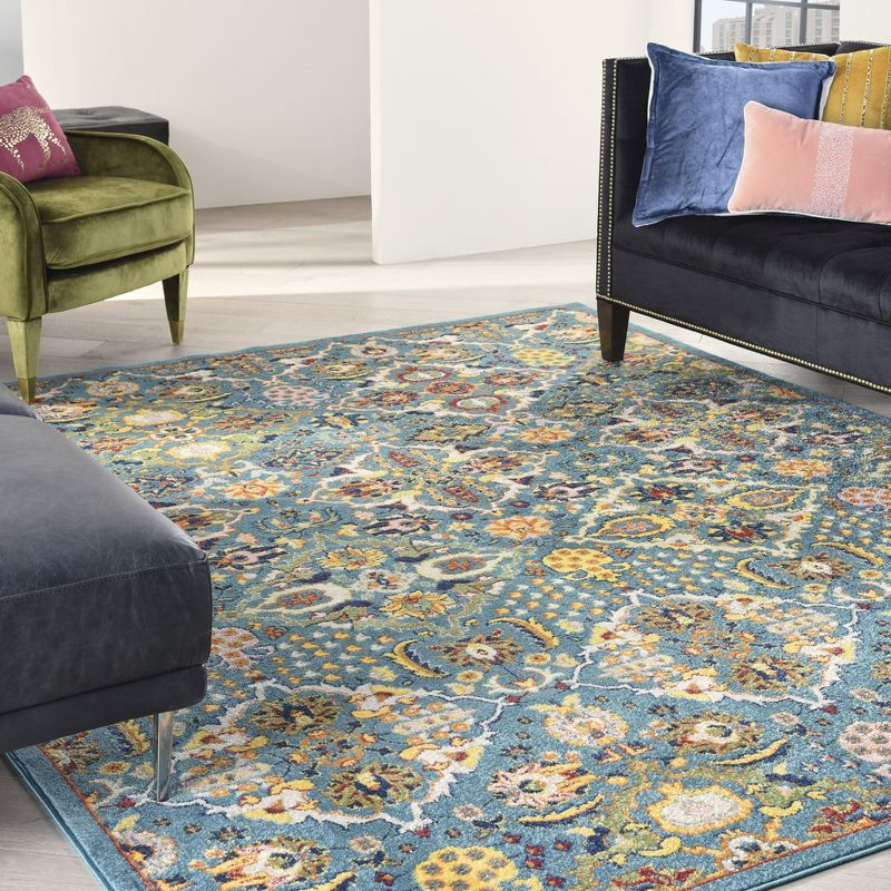 Nourison Allur Boho Indoor Area Rug Turquoise Ivory 9' x 12'