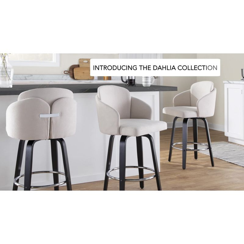 LumiSource Set of 2 Dahlia Counter Height Barstools Camel: Upholstered Swivel, Faux Leather, Metal Frame