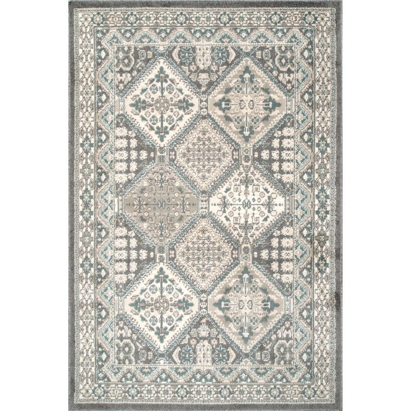 Nuloom 9x12 Becca  Tiled Indoor Area Rug, Charcoal, Faded Transitional Design, Stain Resistant, BedroomLiving Room, Kitchen,