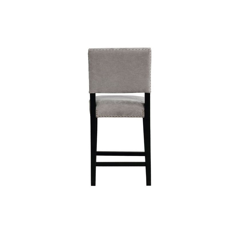 Linon Corey Dark Washed Velvet Upholstery Counter Height Barstool Gray: Stained Wood Legs, Microfiber, Footrest