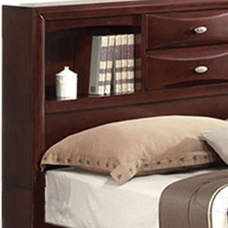 91" Eastern King Bed Ireland Bed Espresso - Acme Furniture: Linen Upholstery, Wood Frame, Storage Headboard