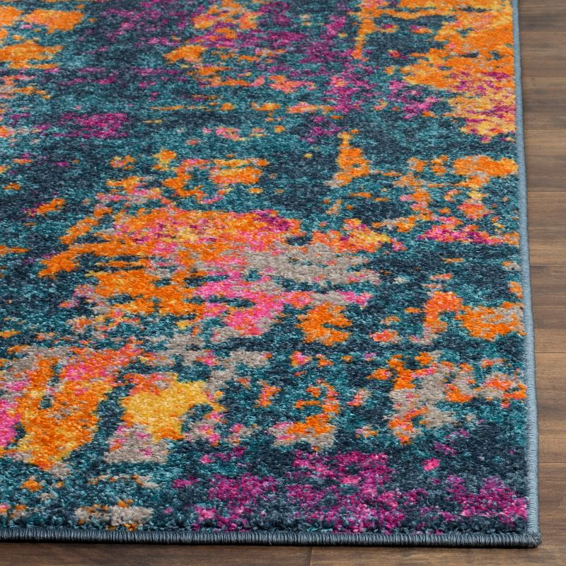 Madison MAD143 Power Loomed Runner Rug - Blue/Orange - 2'3"x8' - Safavieh.