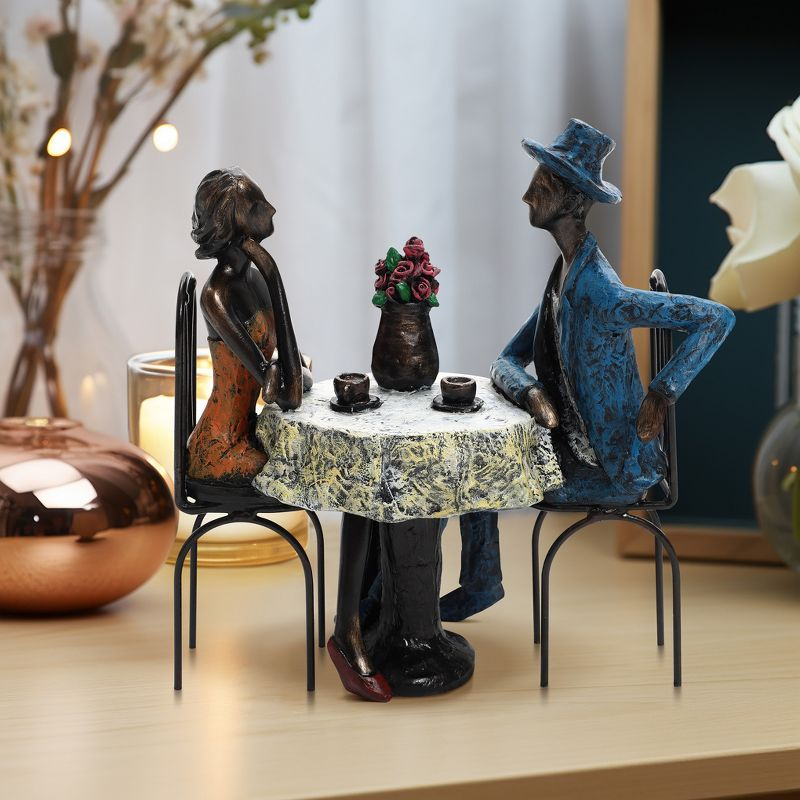 LuxenHome 9.4" LuxenHome Modern Brown Polyresin Couple Date Night Tabletop Home Decor Multicolored