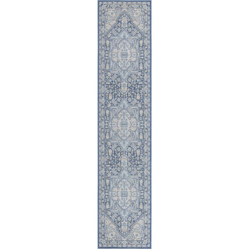 Unique Loom Whitney Collection Area Rug - Milano (2' 7" x 12' Runner French Blue/Ivory)