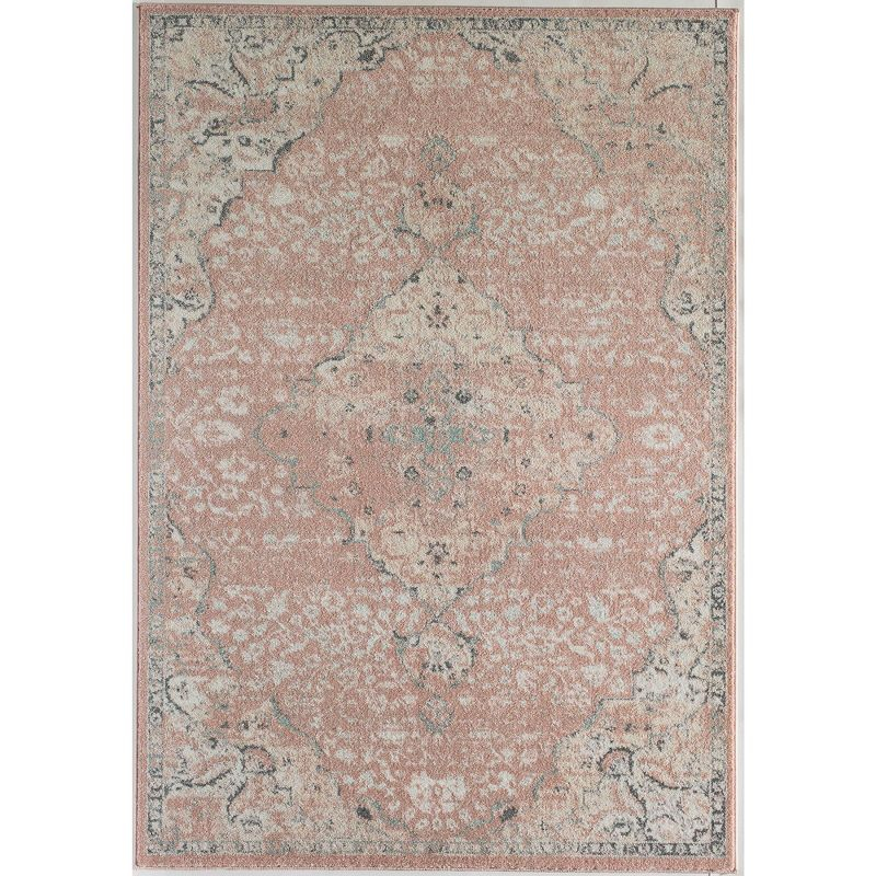 Hailey Pink Amaranth Bedroom Rug - Persian Inspired Rug for Living Room, Trendy Pink Floor Decor, Soft Area Rug, 5'x7'