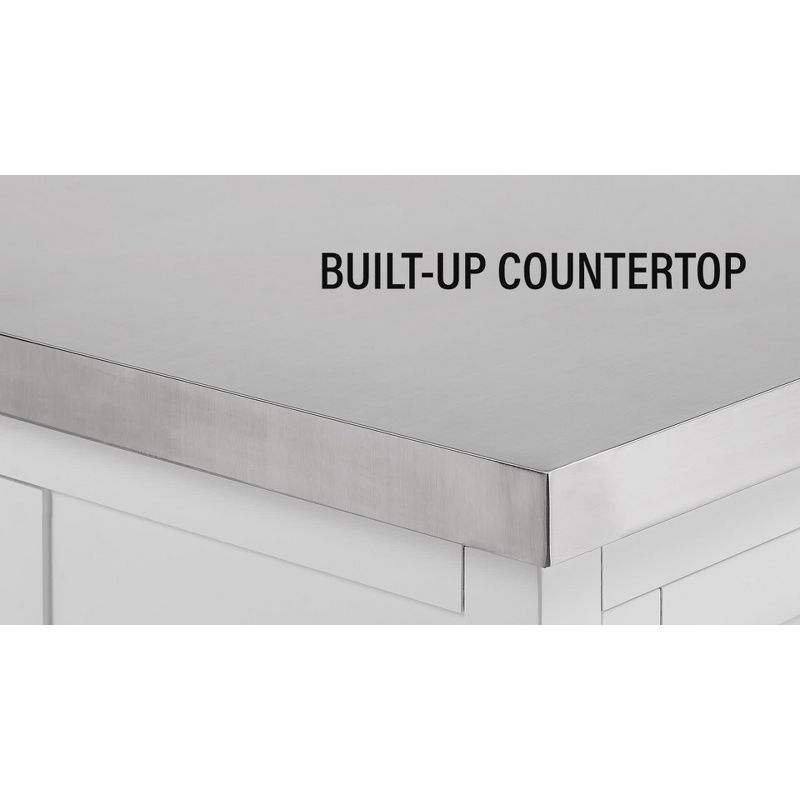 Silvia Stainless Steel Top Kitchen Island with X Back Stools White/Gray - Crosley