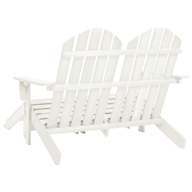 vidaXL 2-Seater Patio Adirondack Chair&Ottoman Fir Wood White