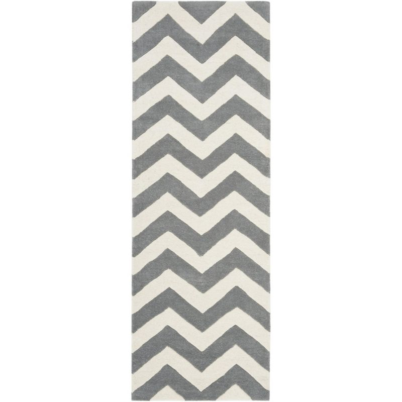 Chatham CHT715 Tufted Indoor Runner Rug - Dark Grey/Ivory - 2'3"x13' - Safavieh