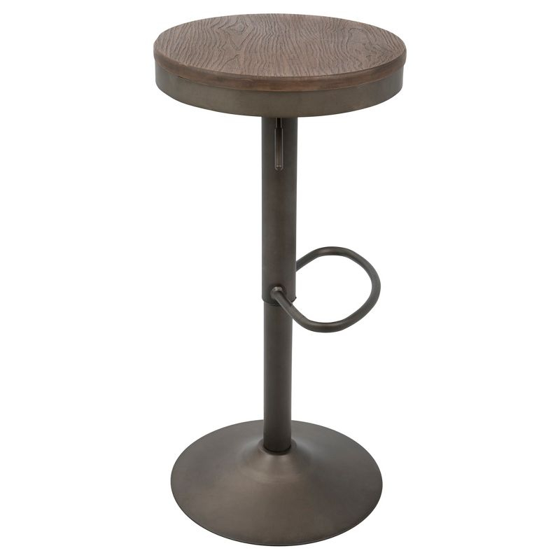 Set of 2 Dakota Adjustable Industrial Barstools Antiqued Wood - Lumisource: Metal Frame, 22.75" to 30.75" Height Range