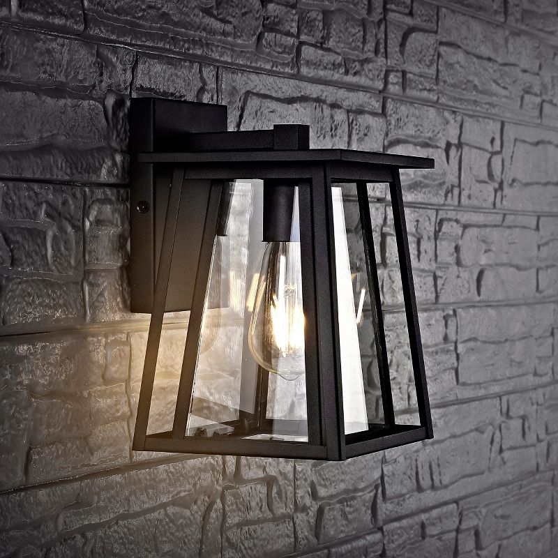 Stern Outdoor Wall Lantern - PLT4004 - Clear/Black - Safavieh