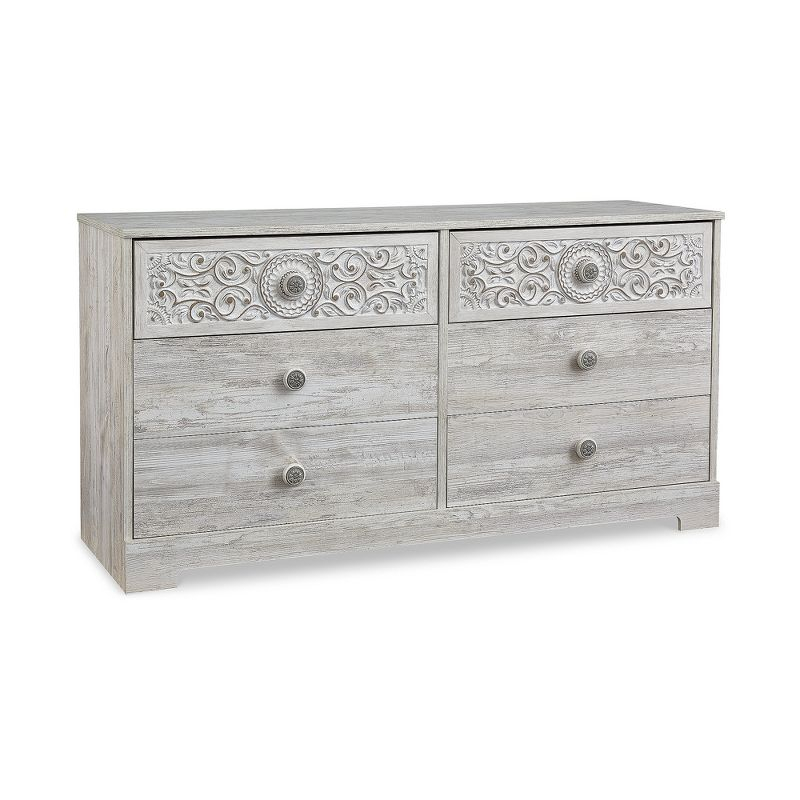 Signature Design by Ashley Casual Paxberry 6 Drawer Dresser, Whitewash