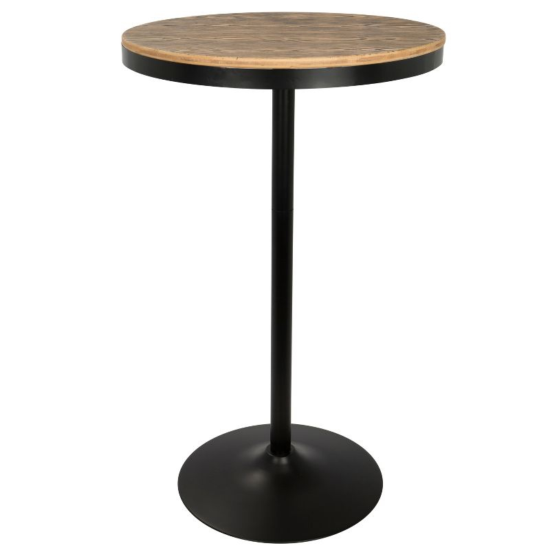 Dakota Industrial Adjustable Bar Height Table Black/Natural - LumiSource: Metal Base, Round Bamboo Top