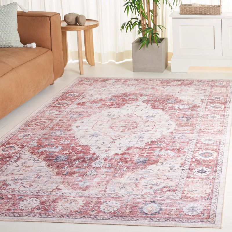 Arizona ARZ517 Power Loomed Machine Washable Area Rug - Light Red/Beige - 5'x8' - Safavieh.