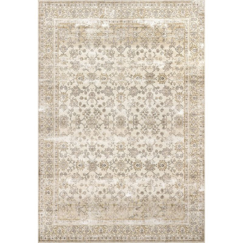 Nuloom Deadra Medallion 6 Round Machine Washable Indoor Area Rug for Living Room Bedroom Dining Room Kitchen, Beige/Ivory