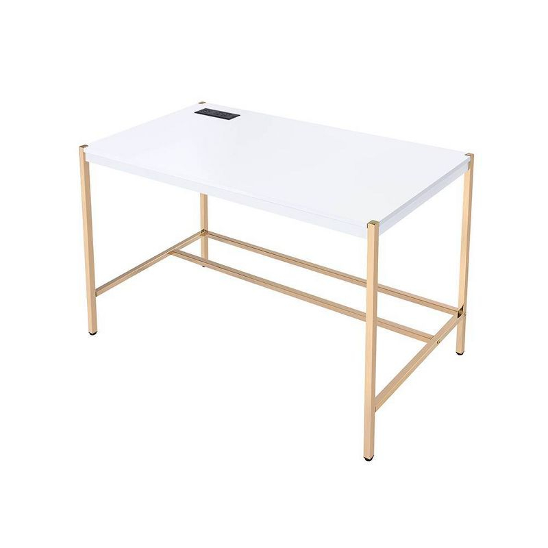 42" Midriaks Writing Desk White/Gold Finish - Acme Furniture