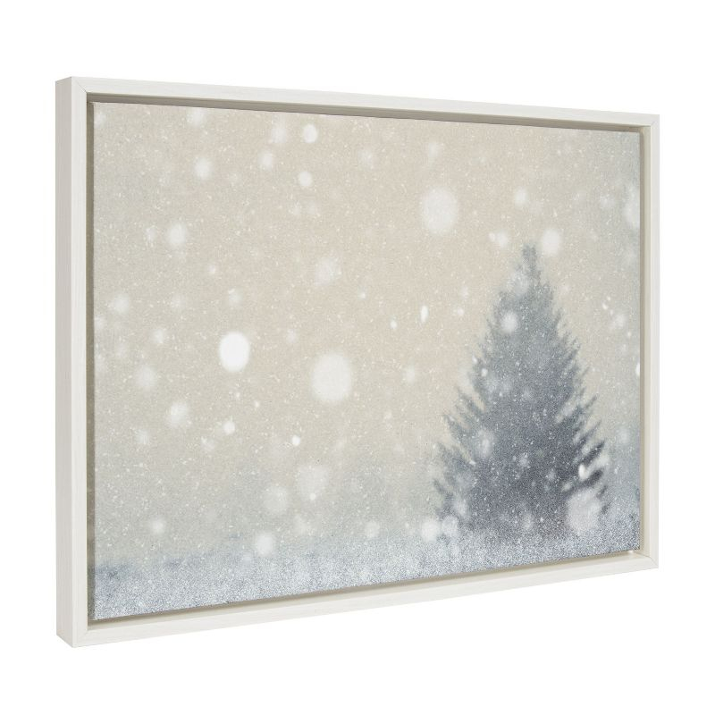 Kate and Laurel Sylvie Snow Day Framed Canvas by Robert Cadloff of Bomobob, 18x24, White