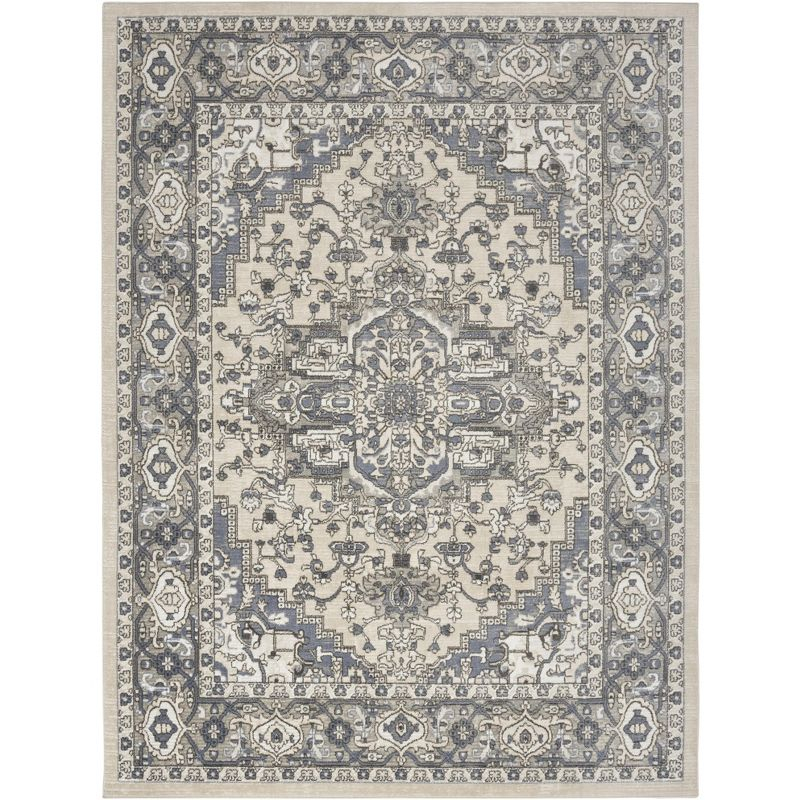 Nourison 8'10" x 11'10" Concerto Center Medallion Indoor Area Rug Ivory Blue