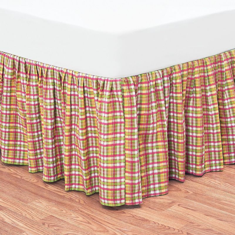 C&F Home Colonial Williamsburg Hot Pink Plaid King Bed Skirt Drop Length: 18 Inches