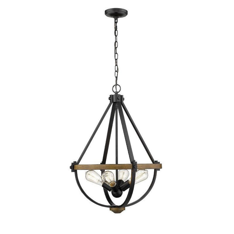 Millennium Lighting Ellijay 4 - Light Pendant in  Matte Black/Wood Tone