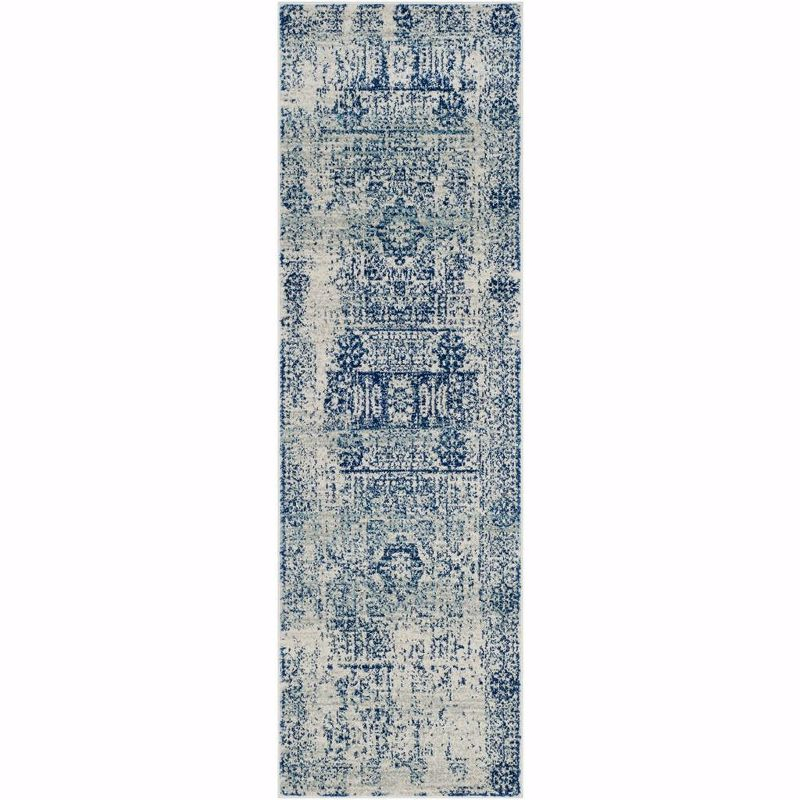 Evoke EVK260 Power Loomed Runner Rug - Ivory/Blue - 2'2"x21' - Safavieh.