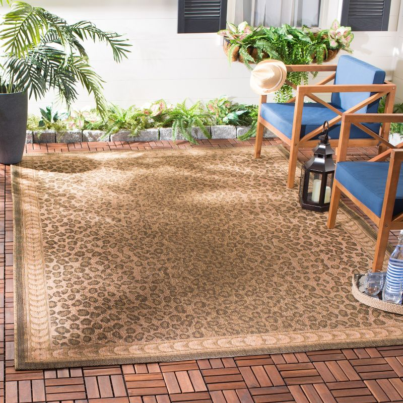 Courtyard CY6100 Power Loomed Rectangle Indoor/Outdoor Area Rug - Natural/Gold - 5' 3" X 7' 7" - Safavieh.
