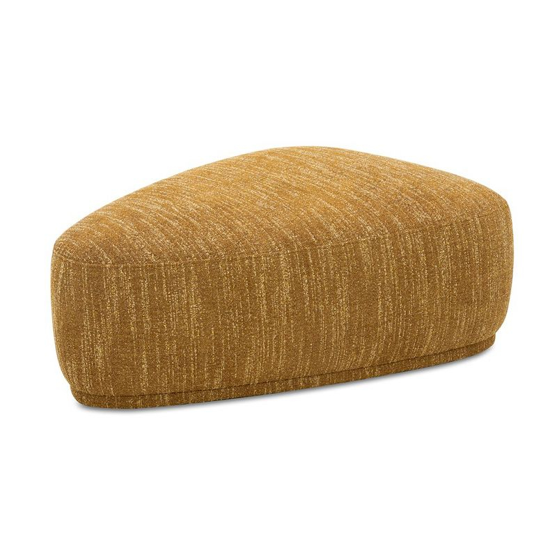 Jennifer Taylor Home Pebble 44" Rounded Triangle Cocktail Ottoman, Mustard Yellow Tweed